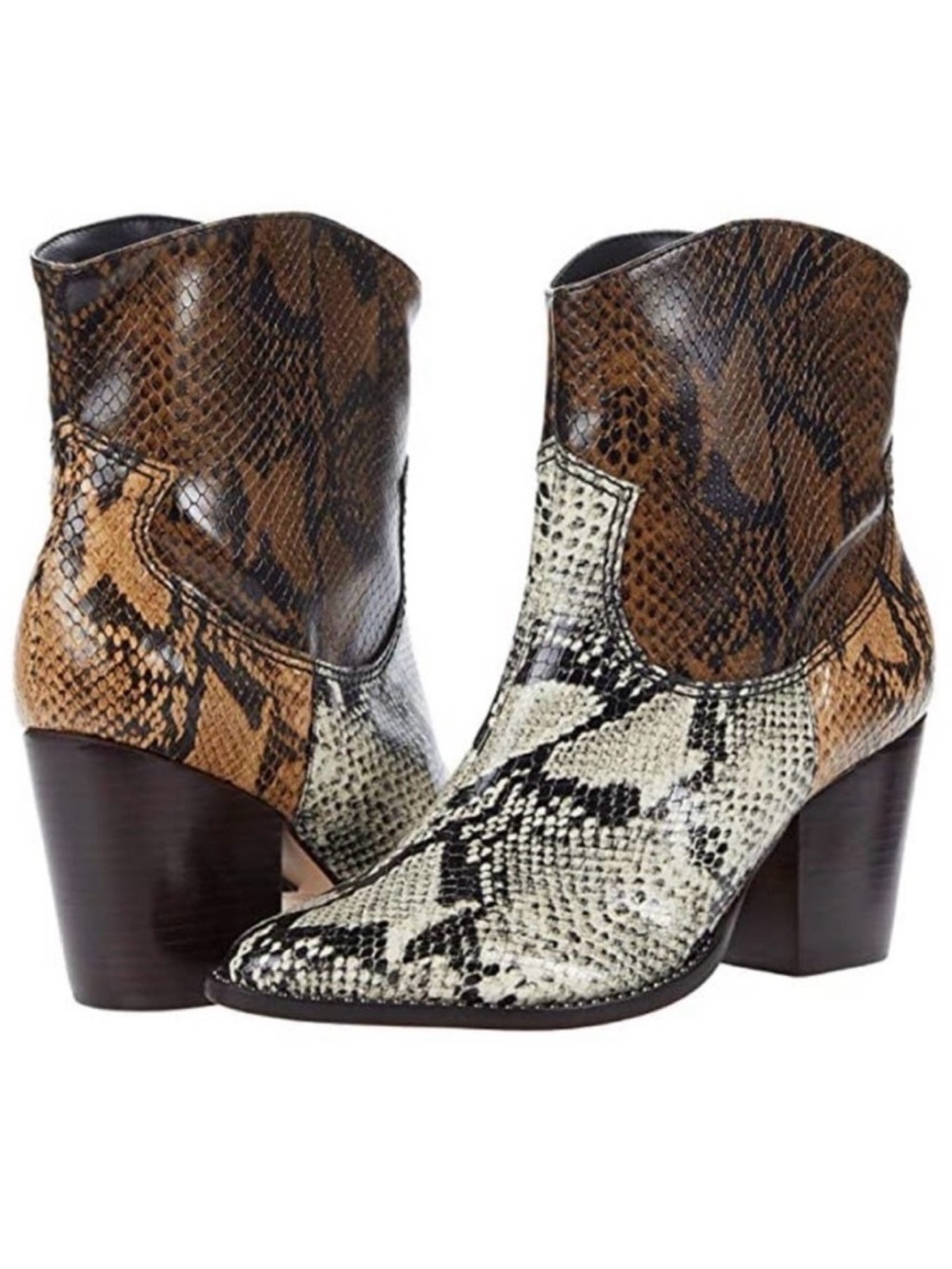 Schutz NEW Haven Leather Snakeskin Print Cowboy Boots